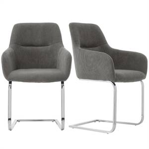 Freischwinger Retro-Stil 2er Set Grau - Metall - 45 x 90 x 58 cm