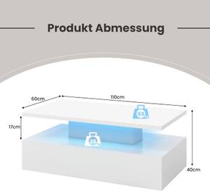 LED-Couchtisch TH32640ITDE Weiß - Holzwerkstoff - 60 x 40 x 110 cm