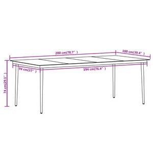 Garten-Essgruppe (9-teilig) 3013438-4 Schwarz - Metall - 100 x 74 x 200 cm