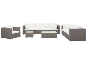 Lounge Set MAESTRO 8-tlg Grau - Weiß - Polyrattan - 282 x 70 x 90 cm