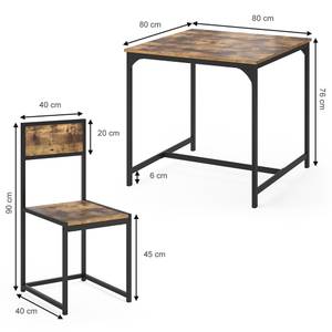 Tischgruppe Fyrk Schwarz - Braun - Holzwerkstoff - 80 x 76 x 80 cm