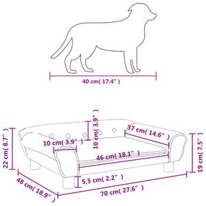 Lit pour chien 3015978 Gris lumineux - 70 x 22 x 48 cm