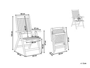 Chaise de jardin TOSCANA Chêne foncé - Rouge - 48 x 47 cm