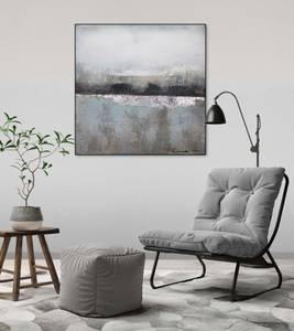 Tableau peint Mer de brouillard Gris - Bois massif - Textile - 80 x 80 x 4 cm