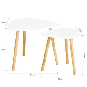 Satztisch FBT74-W Weiß - Bambus - Holzwerkstoff - 55 x 45 x 52 cm