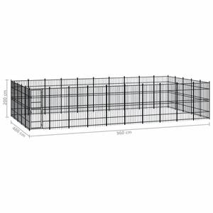 Outdoor Hundezwinger 3097994 Schwarz - Metall - 480 x 200 x 960 cm