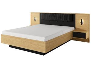 Bett BOLZANO Schwarz - Braun - Holzwerkstoff - Naturfaser - Kunststoff - 167 x 102 x 210 cm