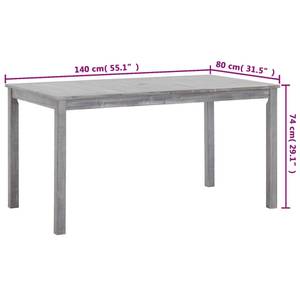 Mobilier de jardin (lot de 5) 3000283-1 Gris - Bois massif - Bois/Imitation - 80 x 74 x 140 cm