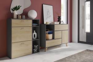 Set Buffet-Meuble chaussures Gris/Chêne Gris - Bois manufacturé - 40 x 86 x 210 cm