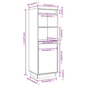 Highboard DE4844 Grau - Massivholz - 34 x 110 x 37 cm