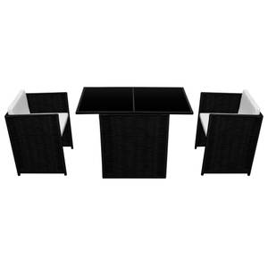 Gartenmöbel-Set Schwarz - Polyrattan - 58 x 76 x 102 cm