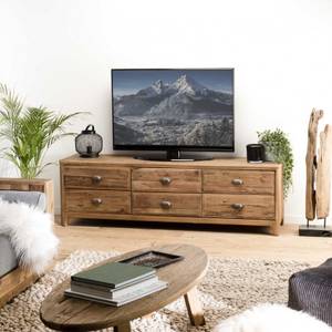 Meuble TV 6 tiroirs en pin recyclé Marron - Bois massif - 45 x 55 x 180 cm