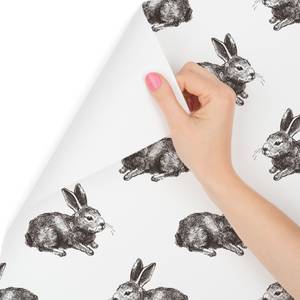 Tapete für Kinder KANINCHEN Tiere Natur Schwarz - Weiß - Papier - Textil - 53 x 1000 x 1000 cm