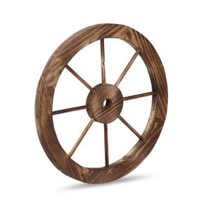 Lot de 2 roues décoratives en bois Marron - Bois manufacturé - Matière plastique - 40 x 40 x 3 cm