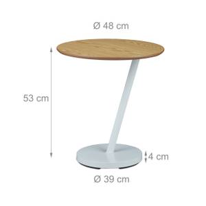 Table d’appoint blanche ronde Marron - Blanc - Bois manufacturé - Métal - 48 x 53 x 48 cm