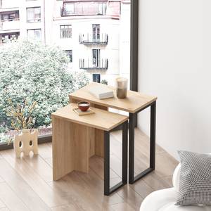 Lot de 2 tables basses gigognes Vesanto Noir - Imitation chêne