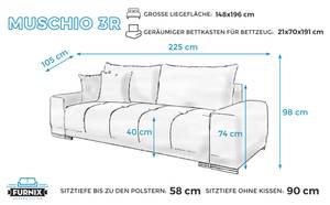 Sofa MUSCHIO 3R  AL14 Hellblau