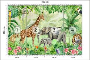 Papier Peint Animaux Plantes Tropicales 400 x 280 x 280 cm