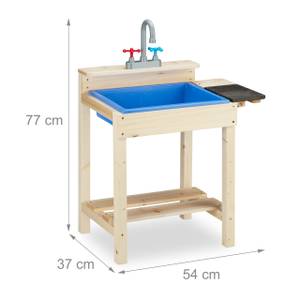 Matschküche aus Holz für Kinder Blau - Braun - Grau - Holzwerkstoff - Kunststoff - 54 x 77 x 37 cm