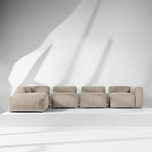 Ecksofa BUFFO 6-Sitzer Beige - Breite: 377 cm - Armlehne beidseitig montierbar - Ecke davorstehend links - Ottomane davorstehend links