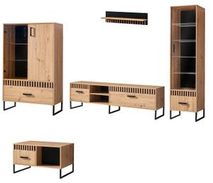 Wohnzimmer-Set LAMELIX ohne Beleuchtung Braun - Holzwerkstoff - 320 x 196 x 60 cm