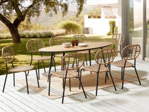 Gartenstuhl PRATELLO 8-tlg Beige - Schwarz - Blau - Polyrattan - 48 x 86 x 57 cm