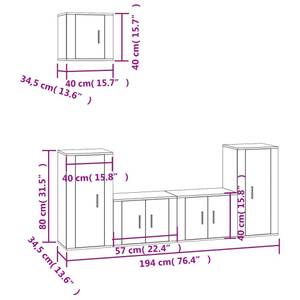 TV-Schrank 5er Set D967 Weiß - Holz teilmassiv - 35 x 40 x 57 cm