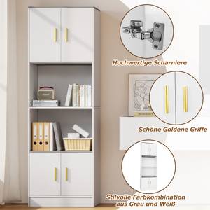 Standvitrine DianaZoom Ⅴ Weiß - Holzwerkstoff - Metall - 60 x 180 x 40 cm