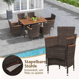 Gartenmöbel TI93035+DE (7-teilig) Braun - Holzwerkstoff