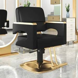 Friseurstuhl 2004D Schwarz - Gold - Metall - 70 x 60 x 115 cm