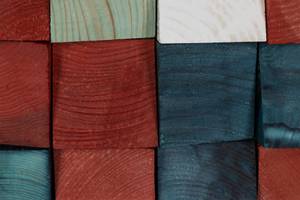 Tableau en bois Colours of Sunset Bleu - En partie en bois massif - 75 x 75 x 8 cm