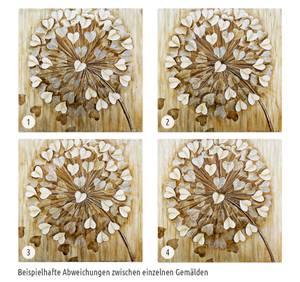 Acrylbild handgemalt Pusteblume im Wind Beige - Braun - Massivholz - Textil - Holz teilmassiv - 80 x 80 x 4 cm