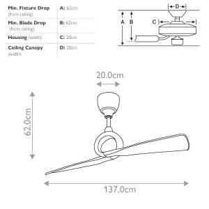 Ventilateur De Plafond Link Marron - Métal - 137 x 62 x 137 cm