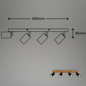 Spotleuchte, schwarz, mit Holz, 4xGU10 6 x 55 cm