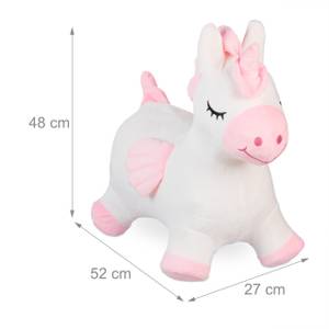 Hüpftier Einhorn mit Bezug Pink - Weiß - Kunststoff - Textil - 27 x 48 x 52 cm