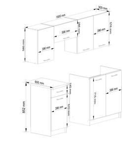 Ensemble de Cuisine OLIWIA 1,8 m Gris - Blanc - Bois manufacturé - 180 x 203 x 46 cm