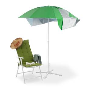 Parasol et abri de plage vert Vert - Argenté - Blanc - Métal - Matière plastique - Textile - 175 x 210 x 175 cm