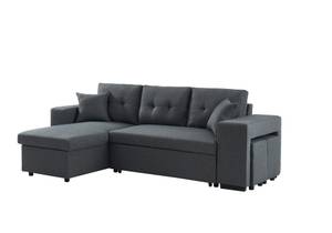 Canapé d'angle convertible ALPAGO Gris - Textile - 146 x 90 x 242 cm