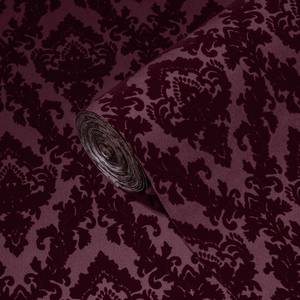 Barocktapete mit Flock Rot - Kunststoff - Textil - 53 x 1005 x 1 cm