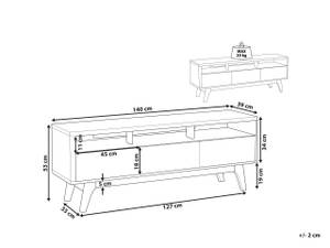 Meuble TV SYRACUSE Marron - Blanc - Bois manufacturé - 140 x 53 x 39 cm