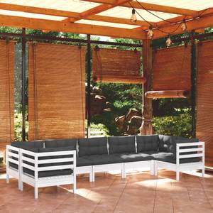 7-tlg. Garten-Lounge-Set mit Kissen Weiß Weiß