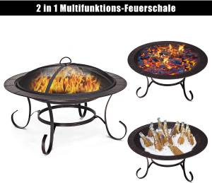 Feuerschale Grill Schwarz - Metall - 76 x 53 x 76 cm