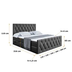 Boxspringbett VELANTO Hochglanz Schwarz - Breite: 200 cm - H4