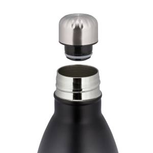 2x Thermo Trinkflasche 1 Liter schwarz Schwarz - Silber