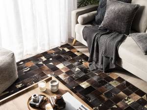 Tapis patchwork BANDIRMA Marron - Doré - Cuir véritable - 150 x 80 x 80 cm