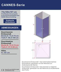 AQUALAVOS Eckdusche mit NANO 100 x 75 cm