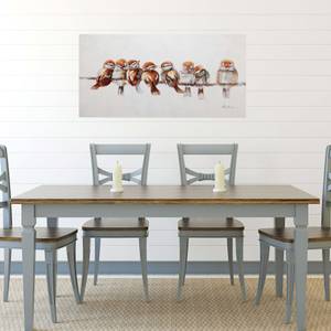 Bild handgemalt Happy Family Reunion Braun - Grau - Massivholz - Textil - 120 x 60 x 4 cm