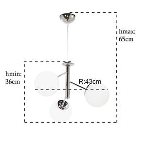 Deckenleuchte Asymmetrisch 3-flammig Silber - Weiß - Glas - Metall - 43 x 65 x 43 cm