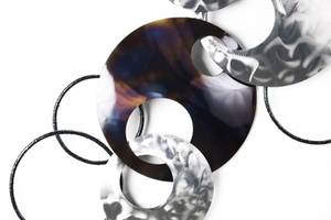 Wanddeko Metall Ring um Ring Braun - Silber - Metall - 106 x 56 x 8 cm