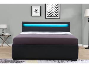 LED-Bett "Nico" mit 4 Schubladen - 140 × Schwarz